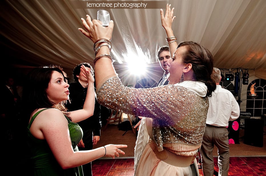 'wedding guests on dancefloor at new forest wedding