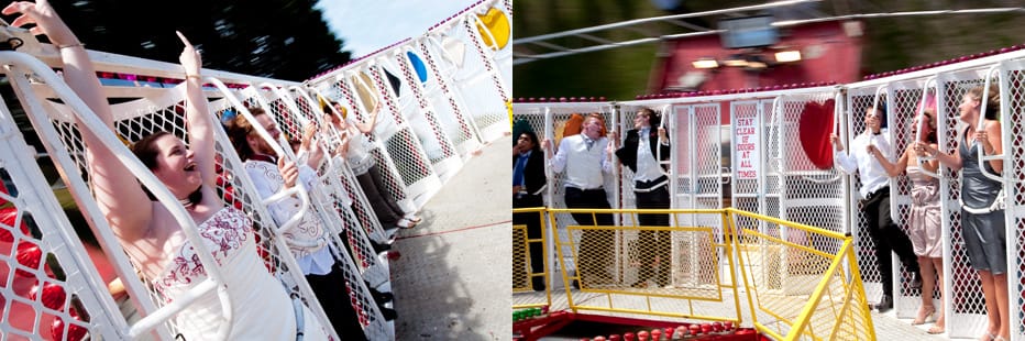 wedding fun on fair ride in the new forest