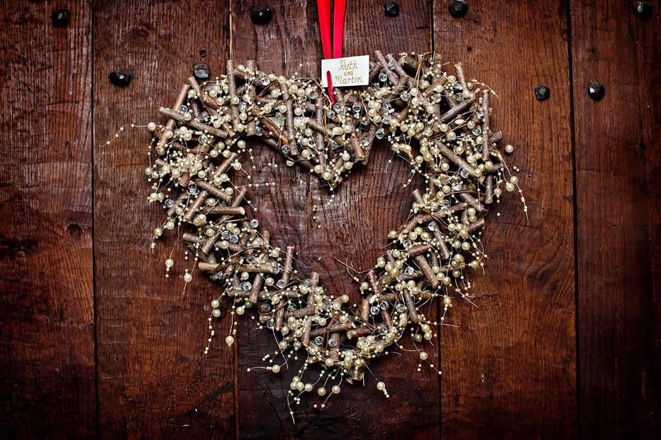 Ruth and Martin heart on door Ruth and Martin's wedding at Gerbstone Manor, in Wellington Somerset