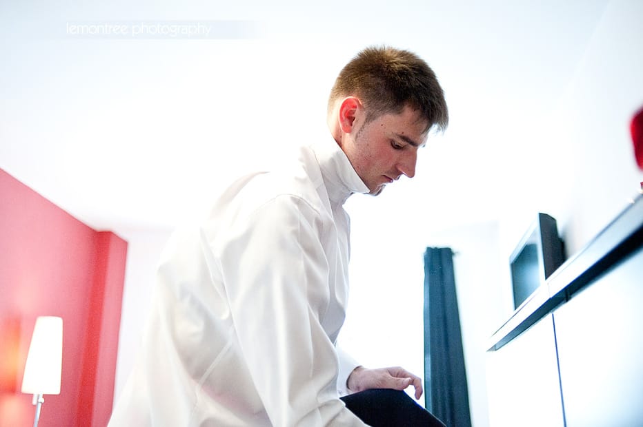 nick getting ready civil wedding photographer southampton