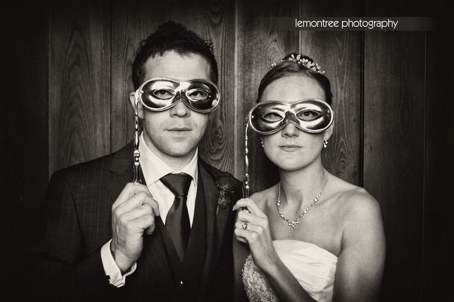 Beaulieu Domus Wedding Lucy and Tom with Eye Masks at Wedding