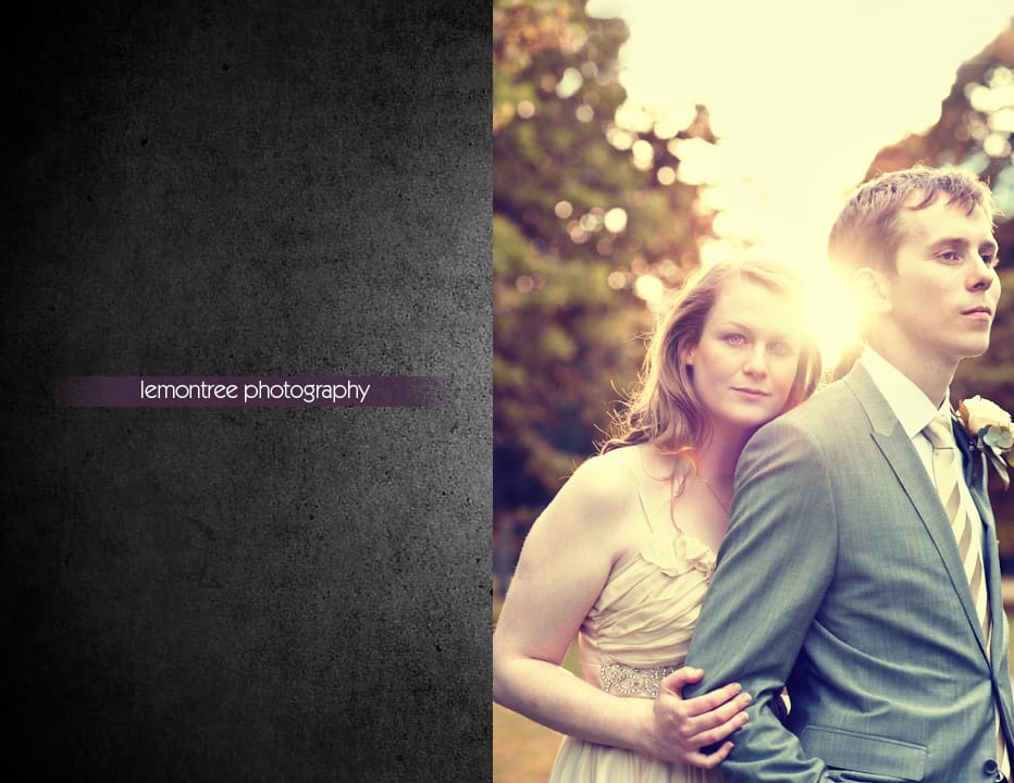 bride and groom at sunset