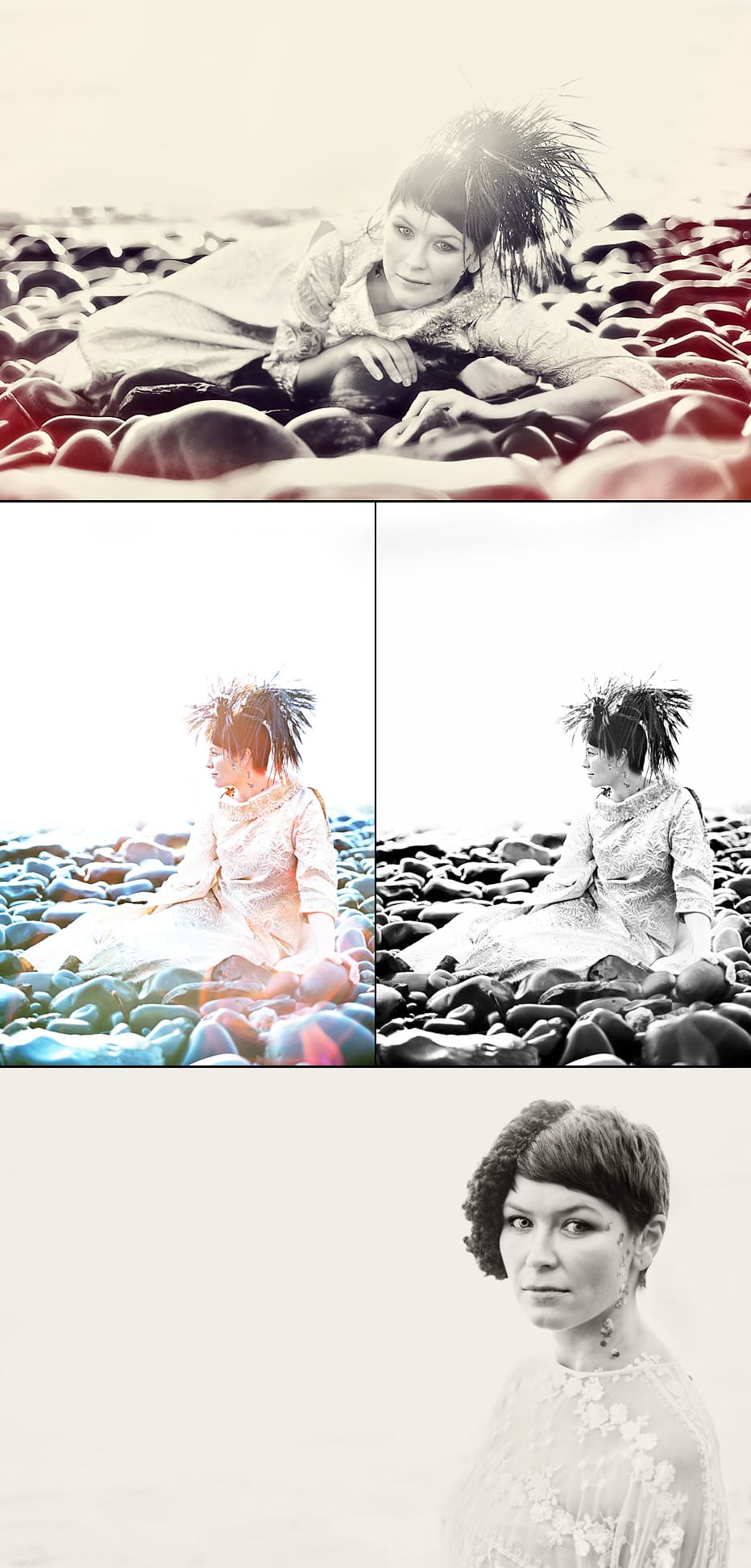 model photographed on beach in Dorset