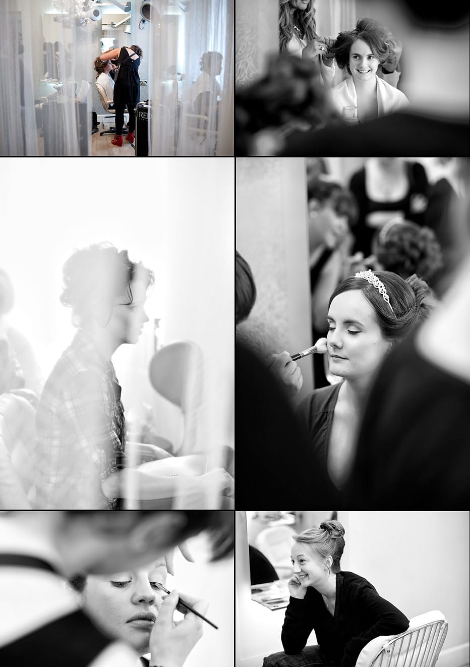 Bride getting ready at sandbanks hairdressers