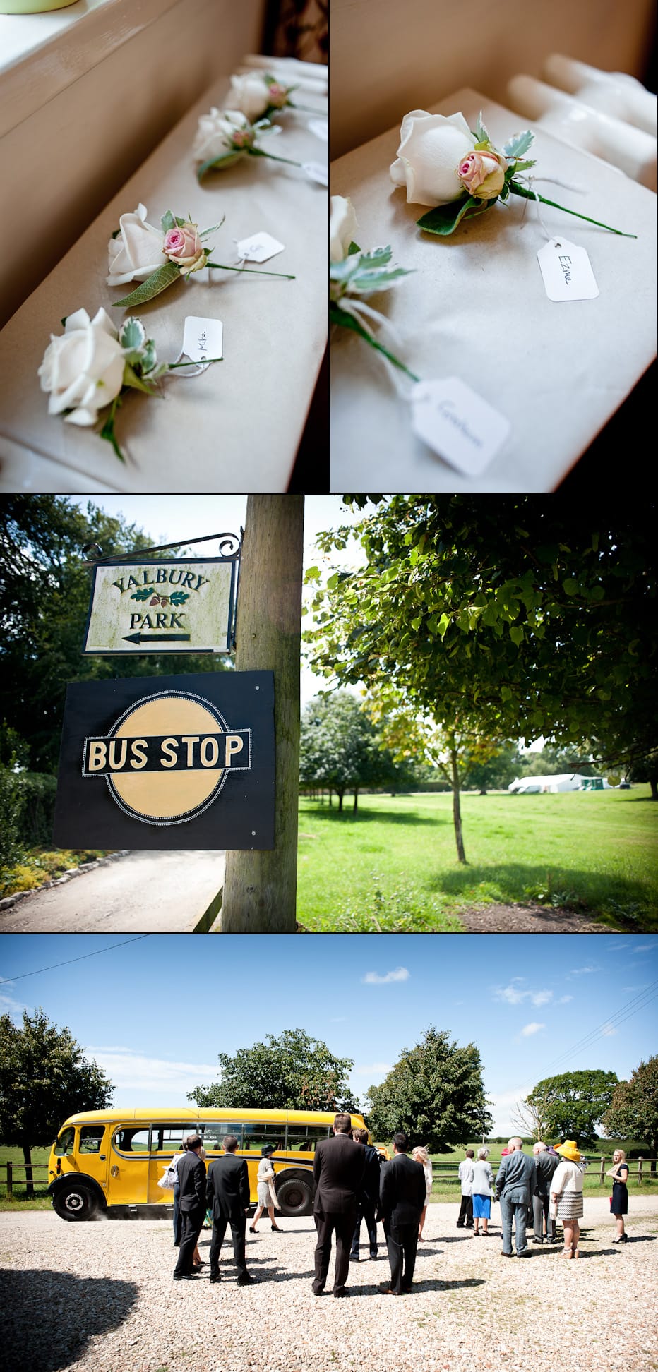 vintage bus at wedding stinsford church wedding