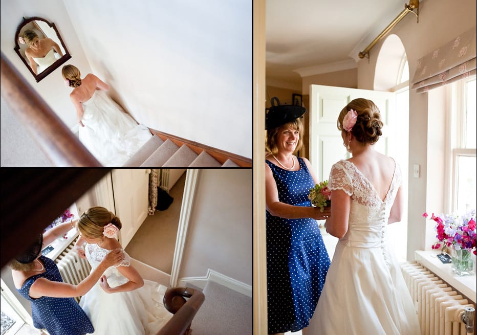 bride getting ready at Dorchester wedding bride with mother