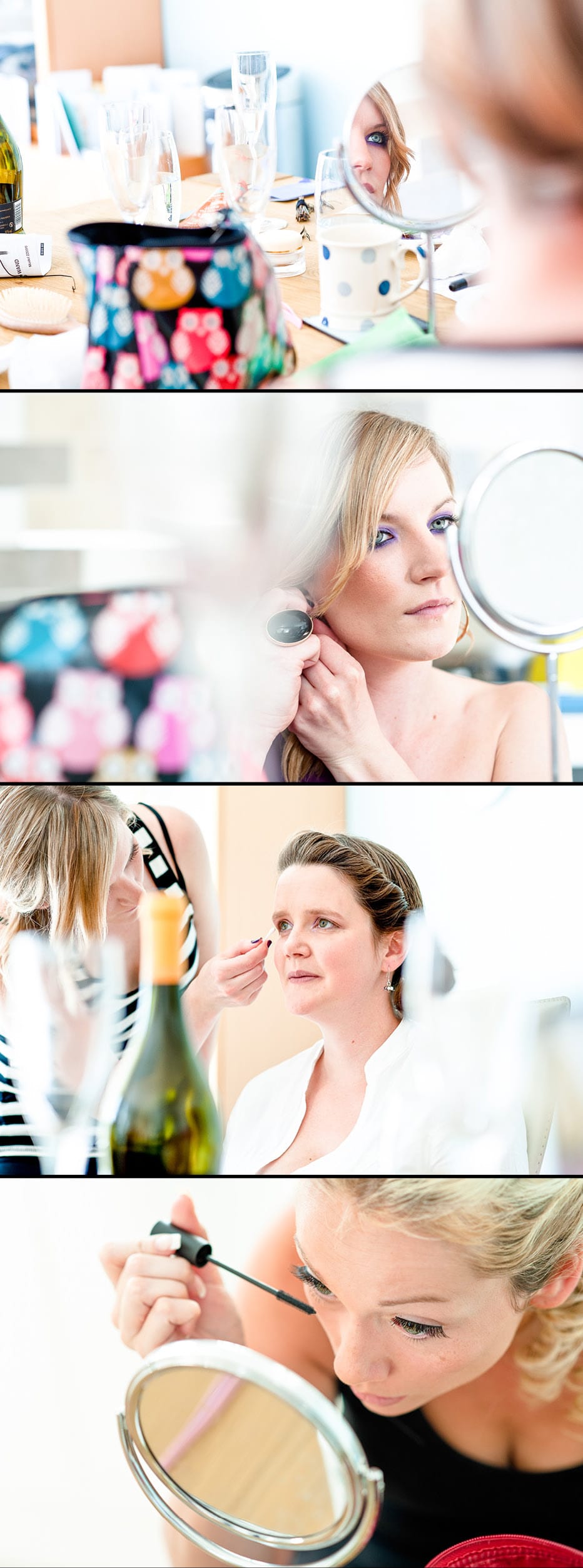 Brides make up before wedding