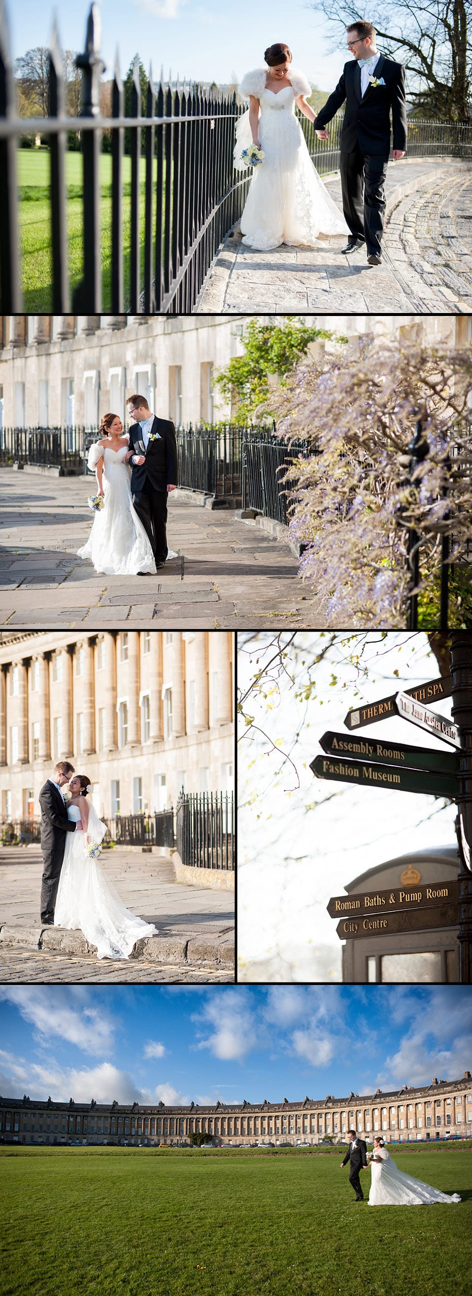 Bride and Groom at The Royal Crescent roman baths wedding photographer