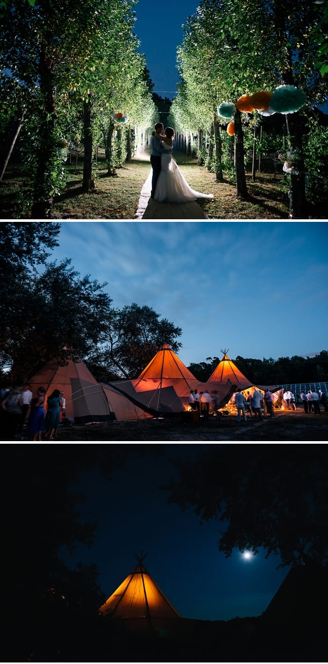 night photography at wedding
