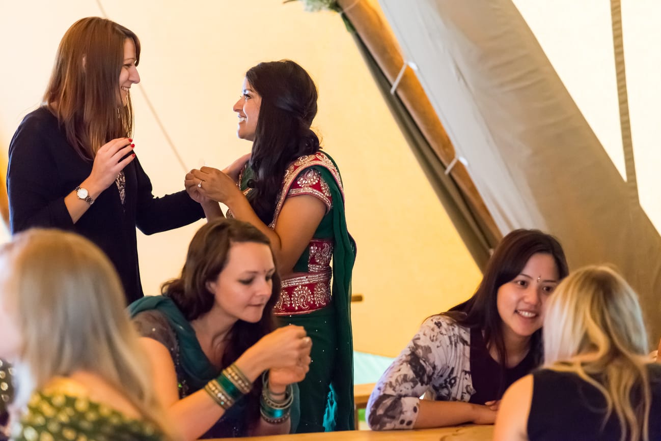 wedding guests at garden wedding