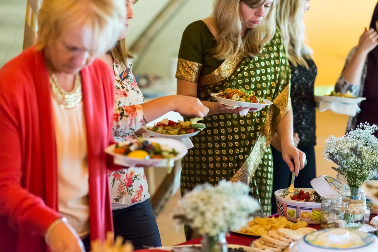 guests eating at wedding