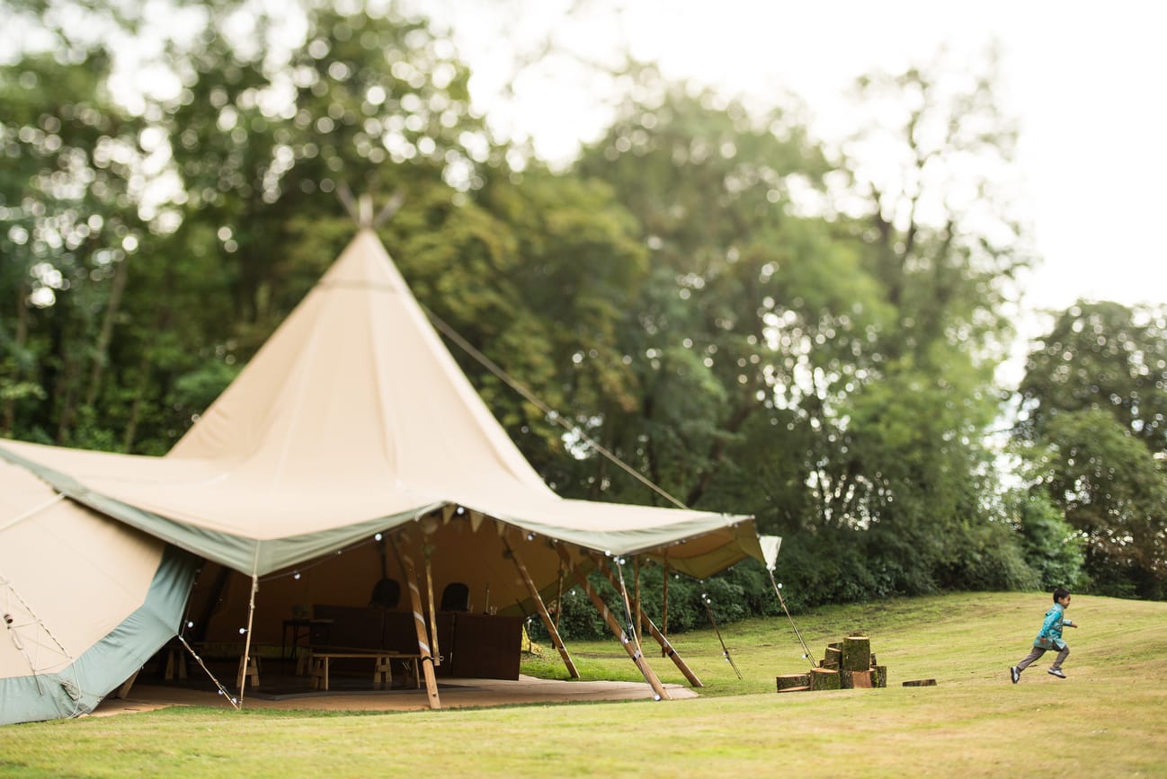 wedding tipi in the rain