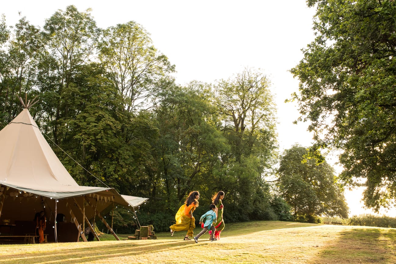 bridesmaids at wedding in the evening