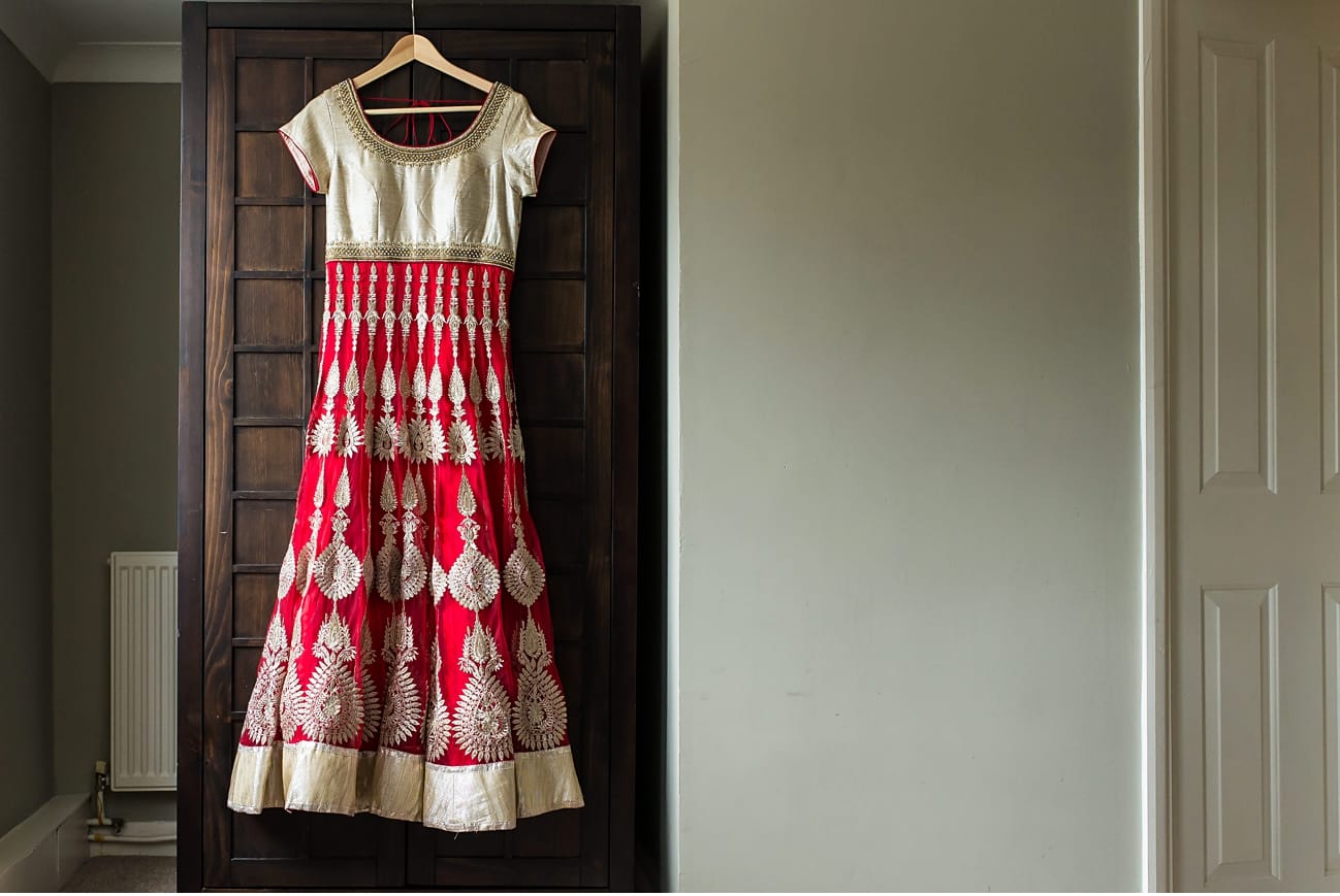 bangladeshi wedding dress on hanger