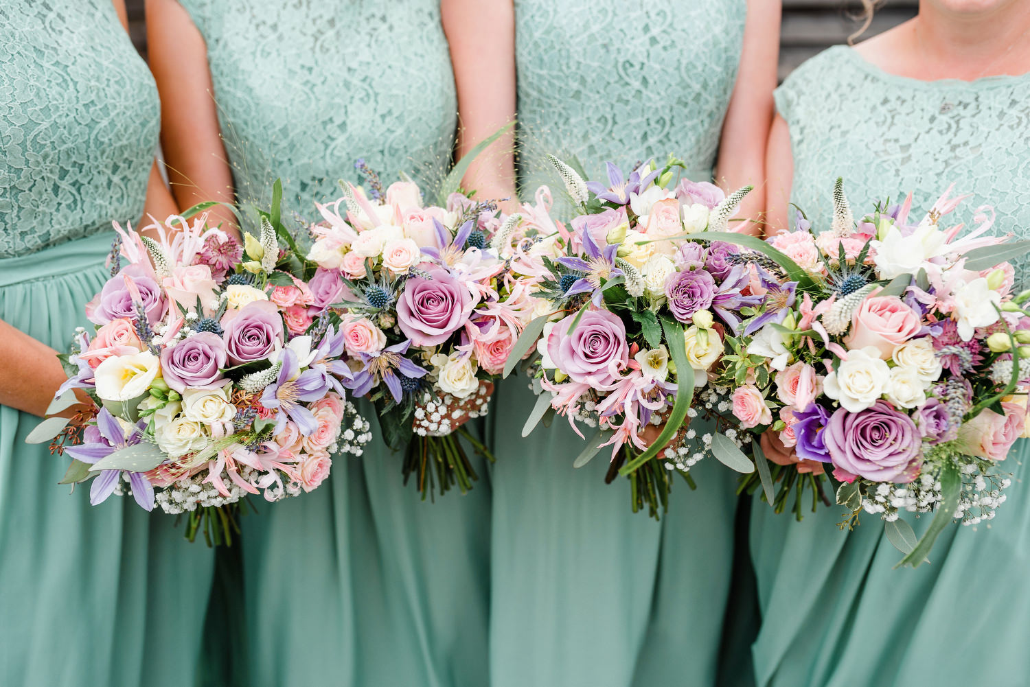 Bridesmaids with flowers