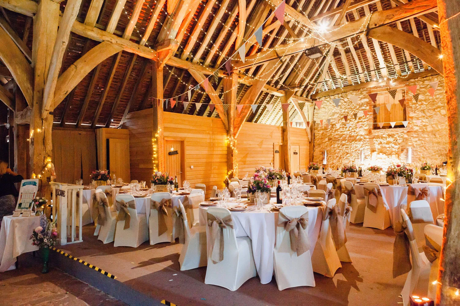 interior of wedding barn Hampshire