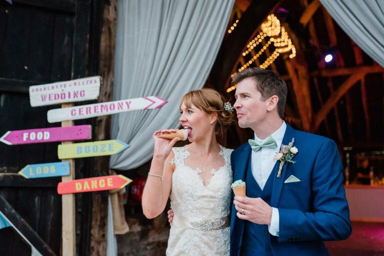 Bride and Groom with Ice cream