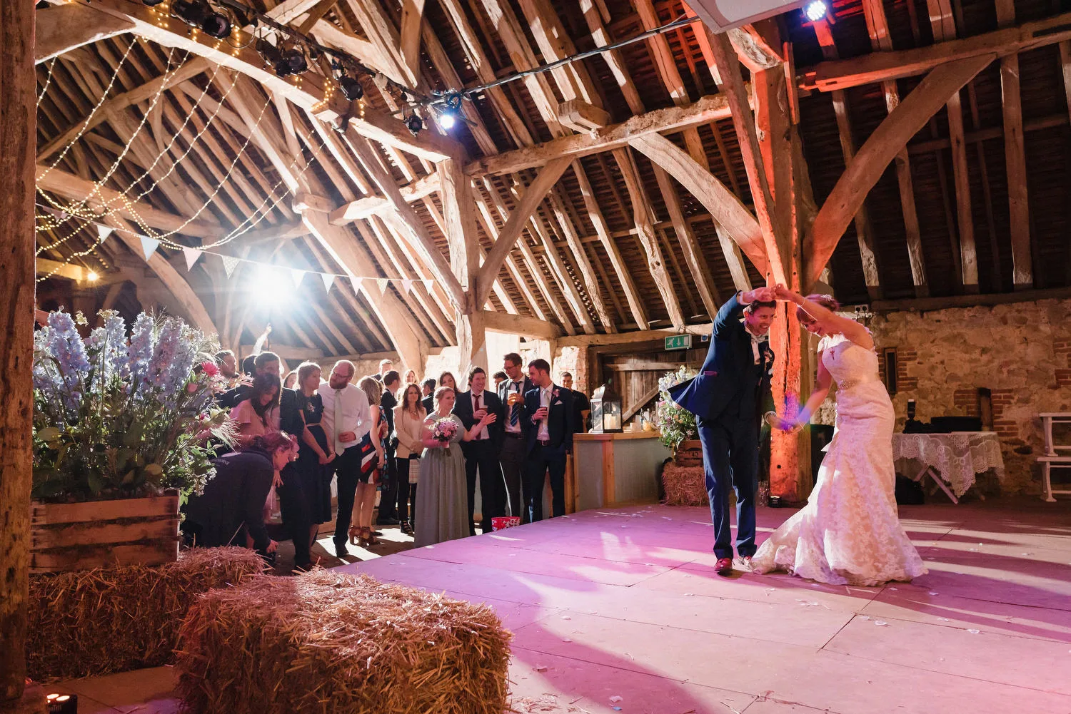 bride and groom on dancefloor