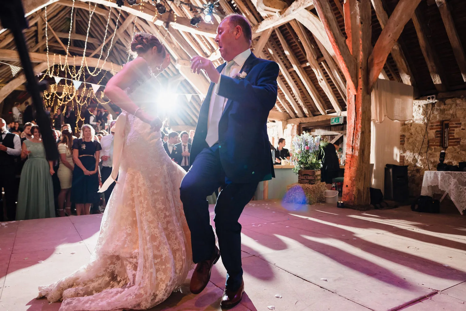 bride with dad on dancefloor