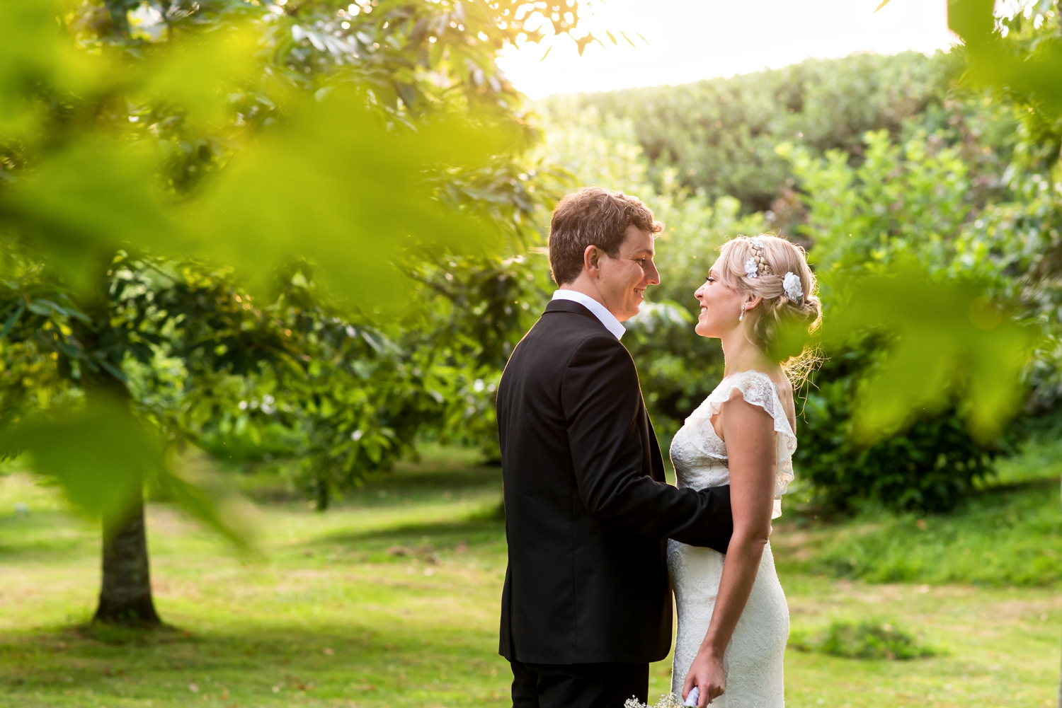 bride and groom at symondsbury manor in dorset