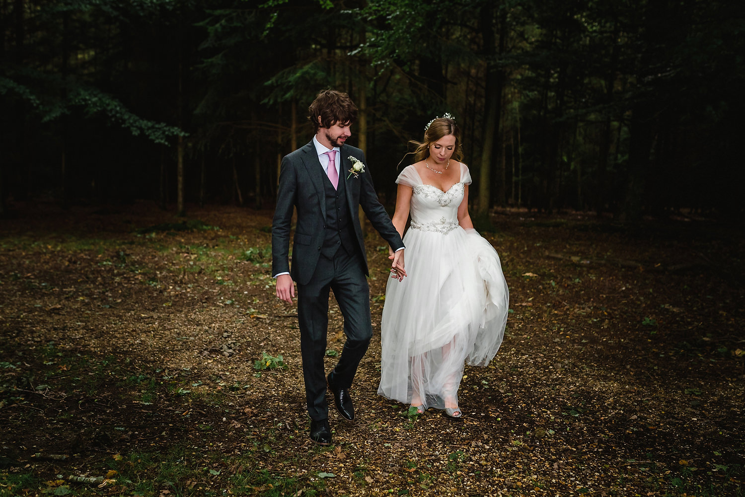 bride and groom in the new forest