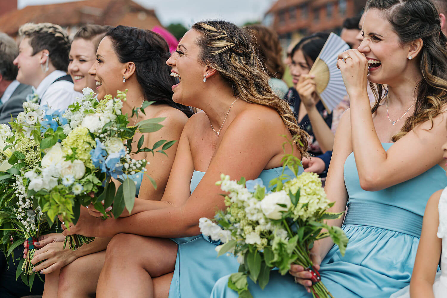 bridesmaids at outdoor wedding