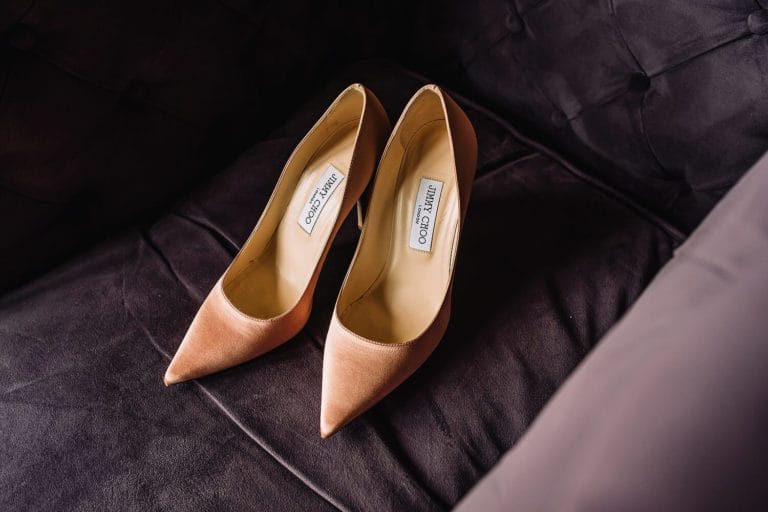 brides shoes at wedding in hampshire