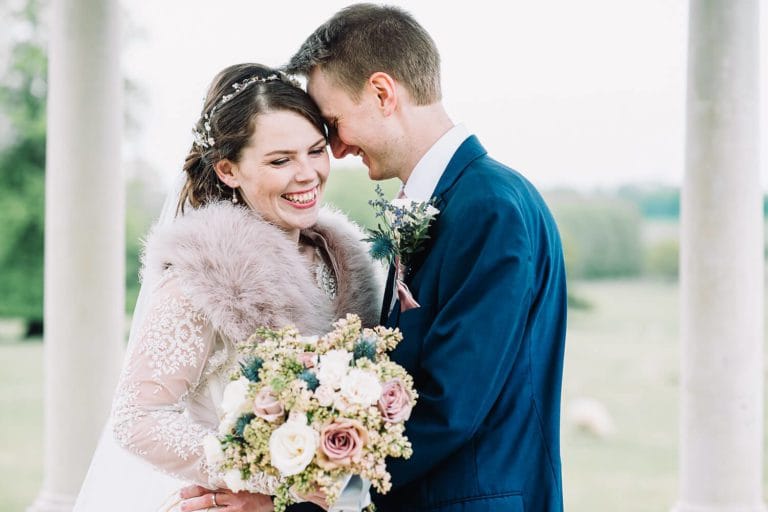 bride and groom at froyle park wedding