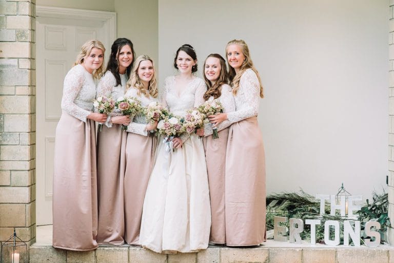 bride and bridesmaids at froyle park