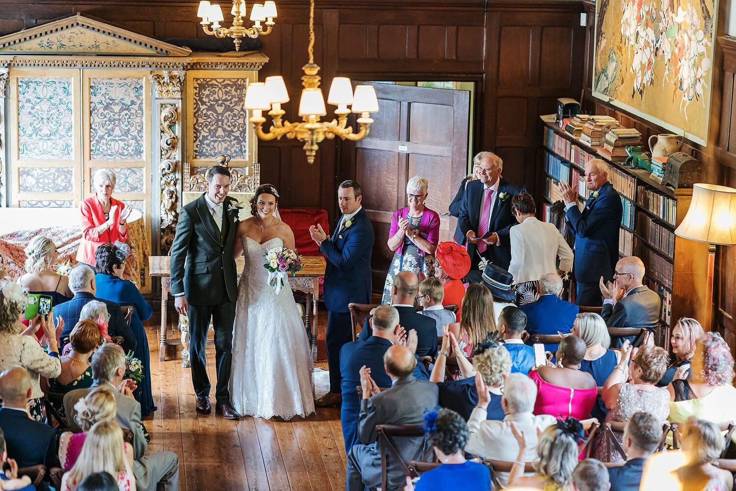bride and groom walking down aisle
